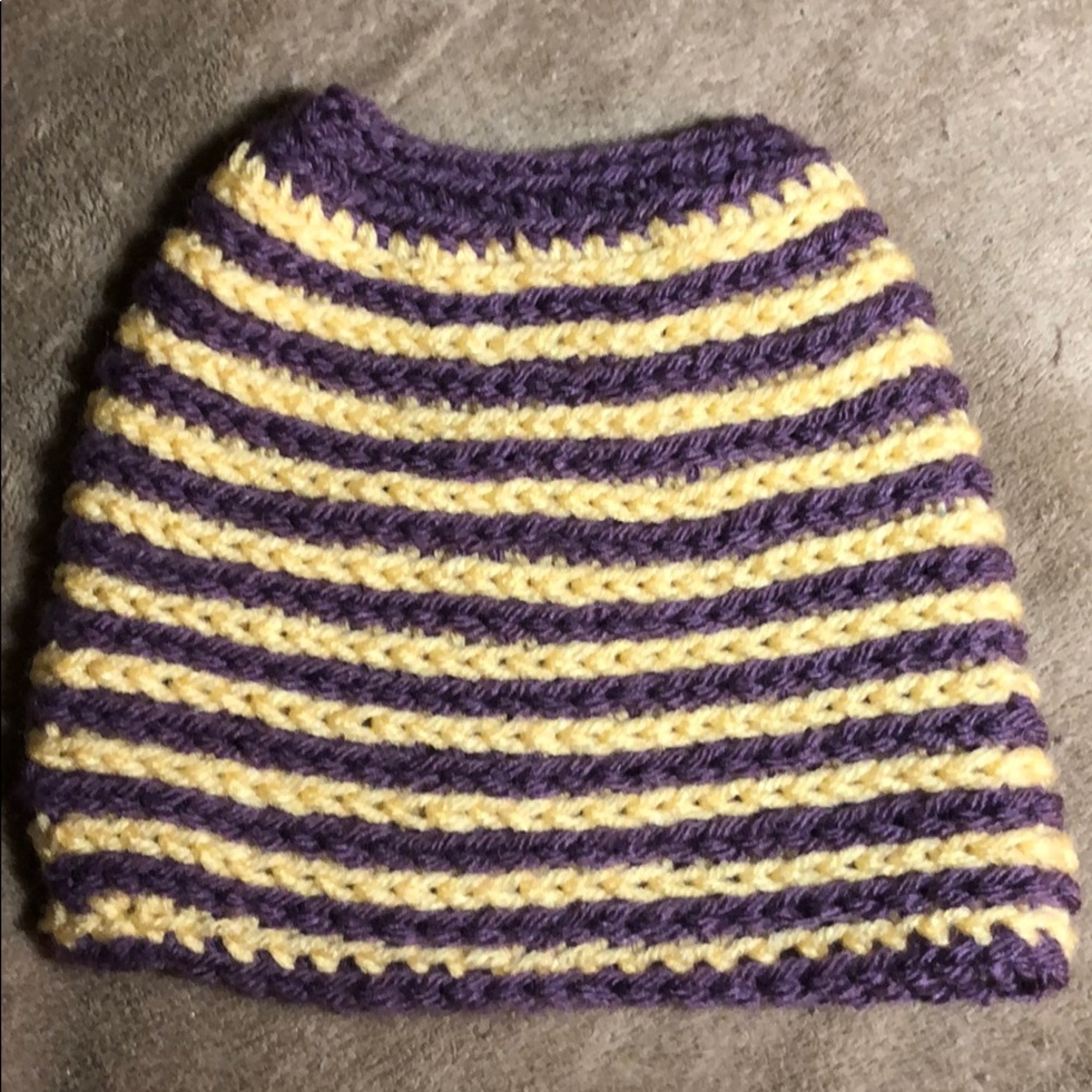 Pastel purple and gold Bun Beanie